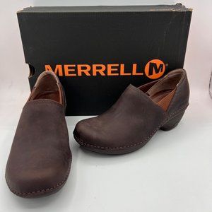 Merrell Emma Brown Leather Clogs
